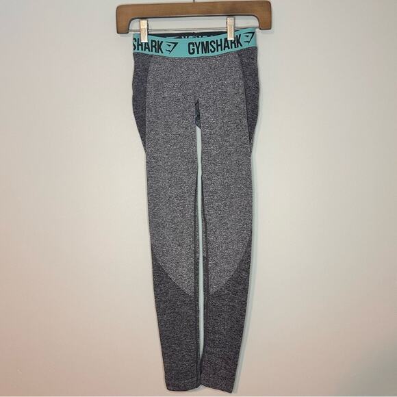 GYMSHARK Flex Leggings Gray & Teal Dry Moisture size XS - Picture 1 of 6